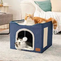 屋内猫のための猫のベッド-ペットの洞窟のための大きな家折りたたみ式猫Hidewawy