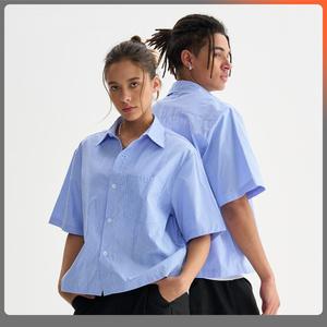 <span class=keywords><strong>Fln</strong></span> 2025 Áo sơ mi Polyester 100% cổ áo sơ mi sọc Vải flannel ngoại cỡ cắt ngắn phong cách mùa hè nhanh khô chống nhăn - Product Image 2