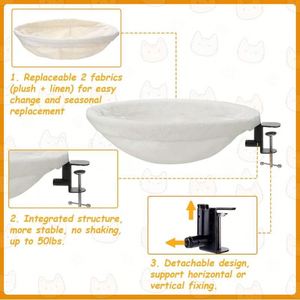 Hamac et lit de bureau réglables pour chat avec rembourrage en mousse à mémoire de forme, fausse fourrure, structure en acier, capacité de 50 lb, amovible et lavable pour petits animaux - Product Image 2