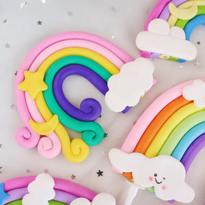 Hot Colorful Rainbow Cake Topper Cupcake Decor Clay Decor Baby Shower festa di compleanno Kids Girl Boy Cake - Product Image 4