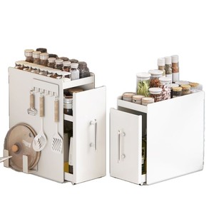 Étagère à épices de cuisine multi-niveaux, boîte de rangement coulissante pour comptoir, anti-poussière, type push-pull - Product Image 5
