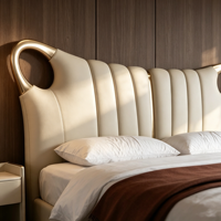 Lit king size italien en cuir souple, haut de gamme, écologique, artistique, rembourré, réglable, avec rangement, 1,8 m de haut