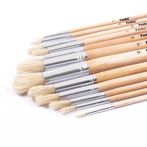 Foska Art Material 12 pièces toile peinture visage acrylique <span class=keywords><strong>aquarelle</strong></span> huile ronde peinture ensemble avec poils de porc et manche en bois - Product Image 2