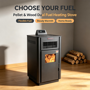 Estufa <span class=keywords><strong>de</strong></span> Leña y <span class=keywords><strong>Pellets</strong></span> Multicombustible <span class=keywords><strong>de</strong></span> Fábrica Directa con Termostato Programable para Villa - Product Image 1