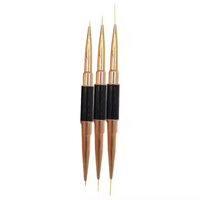 2024 luxe noir métal Double Nail Art pinceaux Liner Set ovale Nylon Point fleur stylo outils de maquillage avec Style de luxe