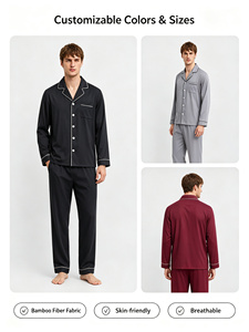 Set Pigiama Estivo da Uomo in Fibra di Bambù 100%, Due Pezzi, Maniche Lunghe, Morbido e Traspirante, Elegante e Casual - Product Image 1