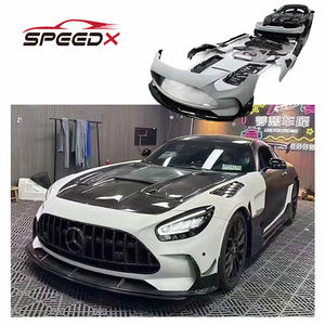 Pour <span class=keywords><strong>Mercedes</strong></span> Benz AMG GT <span class=keywords><strong>GTS</strong></span> mise à niveau série noire Kit de carrosserie en carbone pare-chocs avant arrière jupe latérale garde-boue becquet capot - Product Image 1