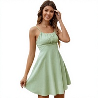 Robe trapèze pour femme, col cœur, sans manches, couleur unie, 100 % coton, vente en gros ODM, faible MOQ, blanc/noir/vert