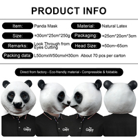 Masque de tête d'animal panda géant en latex pour fête d'Halloween, mascarade, accessoire amusant, jouet mignon, personnalisable