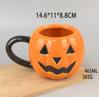 Orange Geometrisches Muster Glasierte Keramik Umweltfreundliche Luxus-Kaffeetasse - Kreatives Halloween-Geschenk 300-400ml
