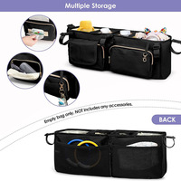 Organisateur double pour poussette avec porte-gobelet et sac isotherme, grand sac pour poussette