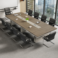 Table de conférence avec prise 16 pex et Hdmi Mobilier de bureau moderne de luxe personnalisé sans fil Ensemble table de conférence et chaises avec Vga et Hdmi