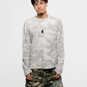 Camiseta térmica de punto gofrado extragrande con estampado de camuflaje personalizado en toda la prenda, de manga larga para hombre - Product Image 2
