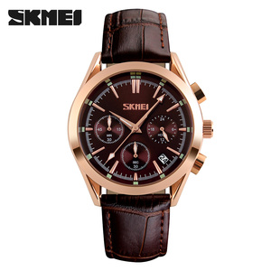 SKMEI9127นาฬิกาควอตซ์6พินมัลติฟังก์ชันกันน้ำสำหรับผู้ชายเคสหนังทันสมัย - Product Image 2