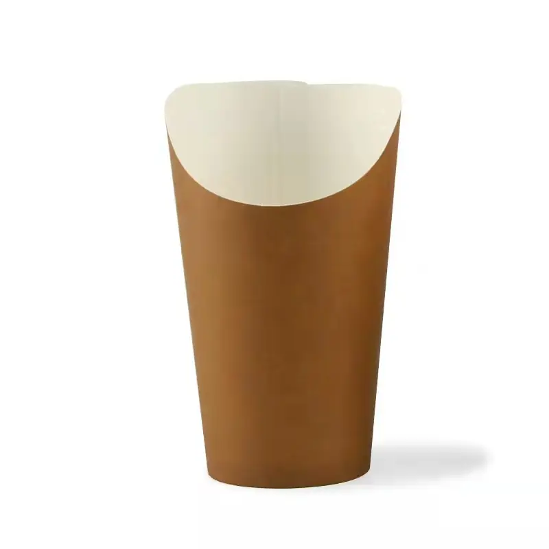 Коричневый держатель для картофеля фри из крафт-бумаги, одноразовый Бумажный стаканчик, кружка для закусок и пищевых продуктов