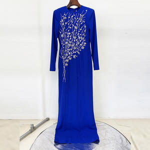 Abito da Sera di Lusso da Donna Elegante a Maniche Lunghe Maxi Vestito con Perline e Strass Floreali da Cerimonia <span class=keywords><strong>per</strong></span> <span class=keywords><strong>Invitata</strong></span> a <span class=keywords><strong>Matrimonio</strong></span> - Product Image 4