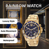 Montre Citizen Quartz Luxe Arc-en-ciel avec Diamants Tchèques, Mouvement 4130/4131/7750, Résistance à l'Eau 50m, Verre Saphir, Acier Inoxydable