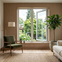 Fenêtre à battant moderne de style américain avec cadre en vinyle insonorisé pour hôtel, école, résidence, double vitrage sécurisé, ouverture par manivelle vers l'extérieur