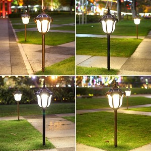 Lampe solaire de jardin LED avec abat-jour en verre bronze, IP65 résistant à l'eau, lumière du jour 5000K, CRI 90, angle de faisceau 60°, détecteur de mouvement - Product Image 1