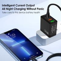 Cargador Rápido PD de 36W con 2 USB + 2 Tipo-C, Adaptador de Pared USB-C, Cargador de Teléfono Móvil USB C de 36W, Enchufe EU US UK