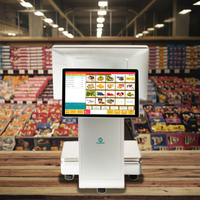 Báscula de pesaje para PC, Impresión de etiquetas de código de barras electrónico, pantalla táctil, báscula POS de supermercado, Windows/Android OS, compatible con 15-30kg