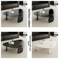 Ensemble de table basse de style minimaliste moderne triangulaire de taille irrégulière Nouvelle maison Salon Panneau de bois en verre trempé Design
