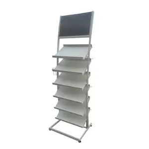 Freestanding 6-Shelves Metal Ceramic Tile Sample Stands Display Rack for Show Room or Exhibition