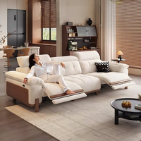 Modernes Cremefarbenes Elektrisches Stoff-Ecksofa mit Verstellbarer Rückenlehne und Fußstütze, Relaxsofa für Wohnzimmer und Zuhause