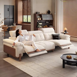 Divano Sezionale Elettrico Reclinabile Moderno in Tessuto Crema con Schienale e Poggiapiedi Regolabili, Divano Relax per Soggiorno e Arredamento Casa - Product Image 1