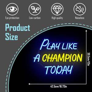 Juega como un campeón hoy Letrero de neón Fútbol universitario Letrero de neón Led Dimmabl Deporte Letrero de luz de neón Fútbol - Product Image 5