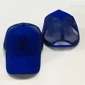 Customize Blue Cap Gorras 5 Panel Embroidery Baseball Sports Travel Outdoor Logo High Quality Suede Trucker Cap Mesh Hats