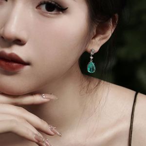 Dylam Women Fine Jewelry New Arrival S925 Silver Synthetic Stone Paraiba Teal <b>Blue</b> 5A Zirconia Dangle <b>Stud</b> <b>Earrings</b> - Product Image 3