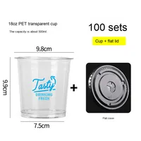Gobelet en plastique PET jetable à paroi simple transparent, écologique, sans BPA, recyclable, imprimé sur mesure, résistant aux fuites, 500 ml