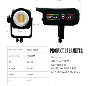 Lampe vidéo RGB 200W avec télécommande, température de couleur 2800-6800K, 220V pour studio <span class=keywords><strong>photo</strong></span> et diffusion <span class=keywords><strong>TikTok</strong></span> - Product Image 2
