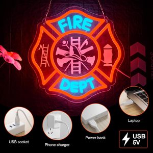 En stock : Enseigne néon pompier, enseigne lumineuse LED personnalisée en métal pour décoration murale, enseigne personnalisée pour <span class=keywords><strong>la</strong></span> famille ou pour papa - Product Image 1