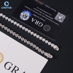 Hot Sale Heart Shape 5mm Moissanite Cuban Link Bracelet Rhodium Plated Solid 925 Silver Bracelet Hiphop <b>Iced</b> <b>Out</b> Jewelry - Product Image 5
