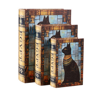 Mystic Arts Egyptian Cat Replica Book Decorative Storage <b>Box</b> Set MDF Material Vintage Style Home Decor <b>Gift</b> Packaging <b>Box</b> - Product Image 5