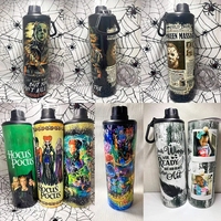 Botella de agua de sublimación 20 oz doble pared de acero inoxidable sublimación recta espacios en blanco 20 oz vaso con pajita al por mayor a granel