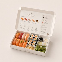 Boîte à sushi à emporter en carton alimentaire avec logo personnalisé imprimé, boîte à sushi en papier avec séparateurs