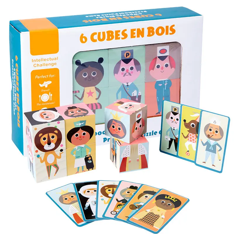 FQ العلامة التجارية في وقت مبكر تعليمية طفل الطابع اللوحة كتلة خشبية أُحجية مكعبات اللعب للأطفال