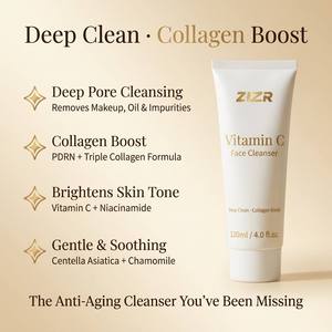 Nettoyant Visage Liquide à la Vitamine C 120ml Éclaircissant Blanchissant Nettoyant les Pores Anti-Âge Collagène Niacinamide ZLZR pour Tous Types de Peau - Product Image 1