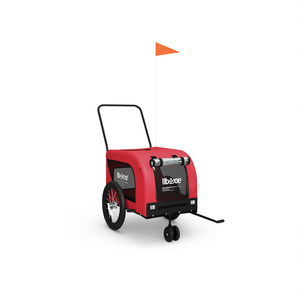Remolque para bicicleta Ib&ee para mascotas, de tela Oxford roja, con estructura de hierro, para uso en exteriores. - Product Image 1