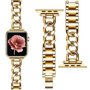 Bracelet de luxe personnalisé en or pour Apple Watch 8 7 41 45mm 6 5 4 femmes en acier inoxydable pour iWatch