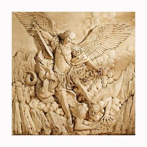 Moderne Wanddekoration Steinschnitzerei Statue Marmor Wandrelief des Heiligen Michael Erzengel Skulptur - Product Image 1