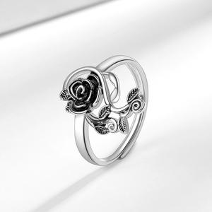 Bague rétro en argent thaïlandais avec branche et feuille de rose, petit charme, feuilles polyvalentes, bague pour femme avec motif de vigne végétale - Product Image 4