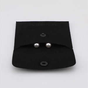 PUPPYSEW <b>No</b> <b>logo</b> 8*8cm Black Microfiber Jewelrypouch Snap Button Bag Necklace Packaging Bags, Jewelry Packing Bag - Product Image 5