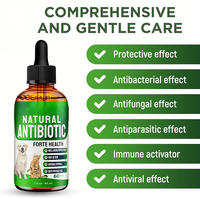 Gouttes liquides antibiotiques naturelles pour chiens et chats 60 ml Soutien immunitaire Anti-inflammatoire Formule antibactérienne à base de plantes OEM