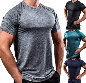 Einfarbiger Sporta nzug für Männer Brüder Schnellt rockn endes, atmungsaktives Training Hochela tische Strumpfhose Kurzarm-Sporttrainer-T-Shirt