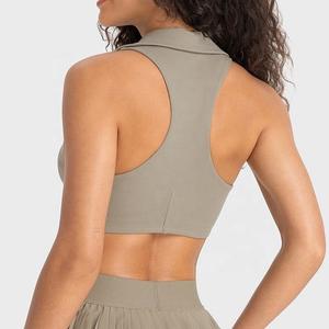 สปอร์ตบราสำหรับผู้หญิงเสื้อแขนกุดเสื้อโปโลคอวีสำหรับเล่นฟิตเนสในนักแข่ง - Product Image 6