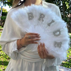 LUYI Ventaglio Soffice con Perle Bianco Rosa Nero Rosso per Addio al Nubilato, Matrimonio, Doccia Nuziale, Accessori per Foto - Articoli Caldi per Feste - Product Image 4